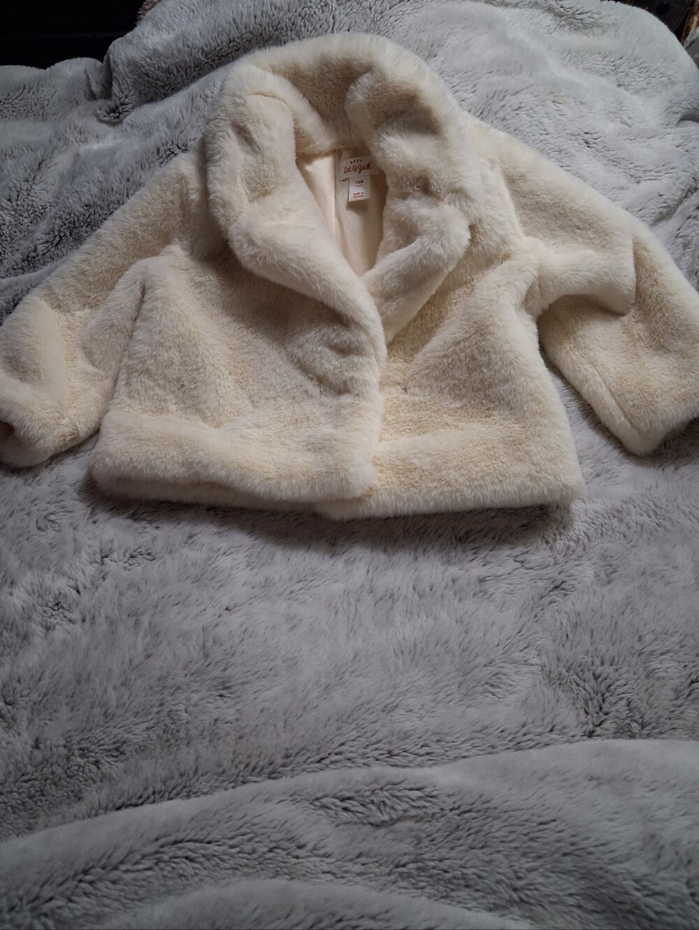 Cat & Jack Cream Faux Fur Cropped Coat for Kids